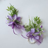 2634 Boutonnière et corsage de poignet de style bohème en tissu, fabriqué en Chine, idéal pour les événements professionnels, les séances photo en studio et les accessoires de mariée