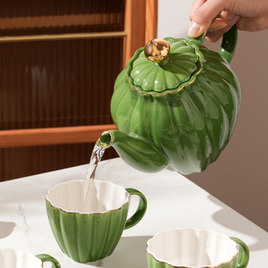 Nordic Green <b>Tea</b> <b>Set</b> Ceramic Teapot and Cups <b>Set</b> Porcelain Blue <b>Tea</b> <b>Pot</b> <b>Set</b> with Tray - Product Image 4