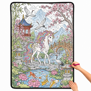 Couverture à colorier licorne DIY en velours duveteux lavable, personnalisable et créative, avec crayons aquarelles - Product Image 4