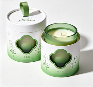 Vela Aromática de Jazmín en Envase de Tubo de Papel Ecológico con Diseño Floral y Cinta Verde - Product Image 3