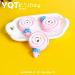Breloques populaires en forme de sucette rose à dos plat, cabochons en résine, breloques bonbons d'amour pour la décoration de téléphone - Product Image 5