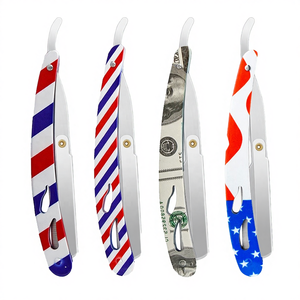 Nouveauté : Rasoir à barbe pliable, rasoir à lame droite en acier inoxydable pour hommes, rasoir de barbier en plastique pour le soin du visage - Product Image 4