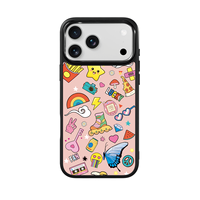 Coque de téléphone AG Feeling Black Edge avec autocollant doré motif rose pour iPhone 17, 17 Pro Max, 16 Pro, 15 – Coque magnétique