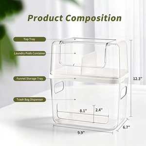 Contenitore in Plastica per Sacchetti della Spazzatura 400ml, Organizzatore Estraibile 2-in-1 con Scomparti per Capsule di Detersivo e Pastiglie Profumate - Product Image 2