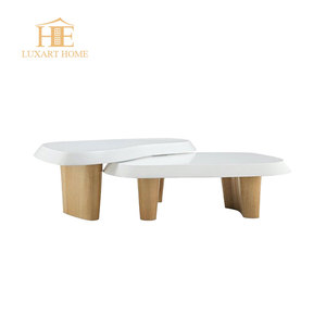 Panel moderno blanco crema estilo sala de estar mesa baja Irregular combinación mesa de centro de madera para sala de estar - Product Image 6