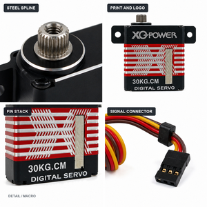 Servomoteur sans noyau étroit XQ-POWER XQ-S2230F 32KG CNC, boîtier tout aluminium, étanche, 8.4V, pour hélicoptère et avion (vente en gros) - Product Image 4