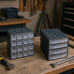 Commode à 8 tiroirs gris foncé transparente 20,8x22,2x20,8 cm pour rangement d'outils - Product Image 2