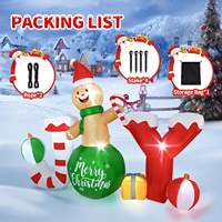 Bonhomme en pain d'épices gonflable JOY avec boule cadeau, canne en sucre, lumière LED, Noël, pour la cour, la pelouse, la maison, la fête en plein air, décoration de fête