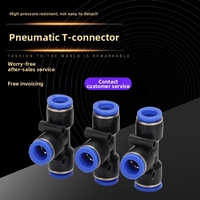 Connecteur pneumatique rapide en T à trois voies en laiton et plastique PE 4 6 8 10 12 14 16 mm 0~1,0 Mpa pour buse d'irrigation et de brumisation