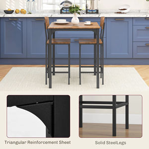 Cross-border dining <b>table</b> and chair set, modern minimalist <b>bar</b> <b>table</b>, made of copper and wood, suitable for small homes and - Product Image 3