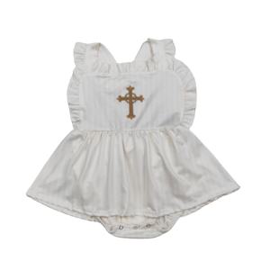 RTS Pelele burbuja para bebé niña con estampado y bordado 'Él ha resucitado', 95% Algodón 5% Elastano, 200-220 g/m², de tela peinada, Vestido de Pascua casual para recién nacida - Product Image 1