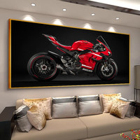 Cetakan Seni Dinding Sepeda Motor Grosir - Poster Kanvas Sepeda Cruiser Biru Vintage untuk Dekorasi Ruang Tamu, Garasi, atau Ruang Pria (Man Cave) Berbingkai