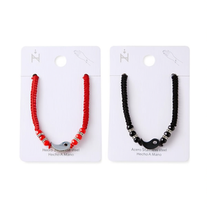 Pulsera de cuentas Tai Chi de acero inoxidable, joyería de moda unisex, hecha a mano - Product Image 1