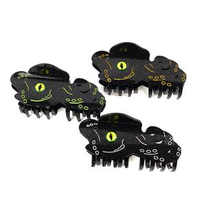 CANYUAN 11cm negro de gran tamaño de acetato pinza para el pelo personalizado pulpo Animal patrón y letra pinza para el pelo - Product Image 1