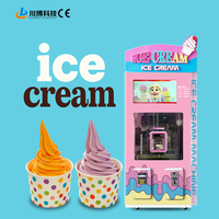 Mesin Penjual Es Krim Soft Serve Otomatis dengan Pilihan Topping Selai Buah dan Pengisian Cup Otomatis, Rasa DIY Komersial