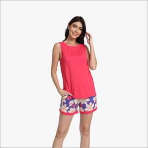 Conjunto de Pijama de Fibra de Bambú 100% para Mujer, Manga Corta, Tejido de Punto, Patrones y Logotipo Personalizables, Camisola Suave, Pijama Corto para Mujer - Product Image 3