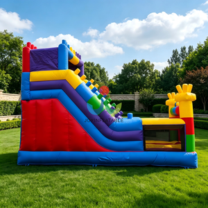 <span class=keywords><strong>Castillo</strong></span> Hinchable Personalizado <span class=keywords><strong>con</strong></span> Bloques de Construcción Coloridos, Tobogán Inflable <span class=keywords><strong>con</strong></span> Temática de Ladrillos para Juegos al Aire Libre y Alquiler Comercial - Product Image 2