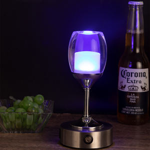 LED ABS Plastic Modern Wine Glass <b>Table</b> <b>Lamp</b>-Rechargeable 5V USB Powered Dimmable Mood Light for Home & Restaurant Decor - Product Image 3