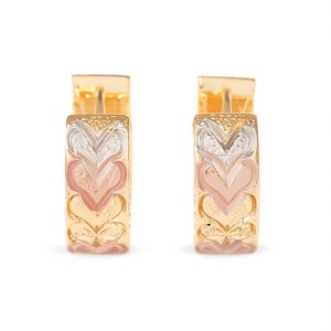 Orecchini a Cuore Romantici Placcati in Oro 18K, Lega di Zinco Multicolore, Regalo per Donne, Gioielli alla Moda - Product Image 1