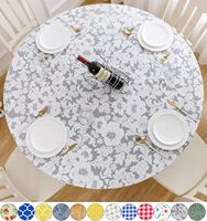Huihe Haute Qualité Qound Cercle Gris et Blanc Tie Dye Nappe Rouleau En Plastique Nappe En Plastique pour La Restauration
