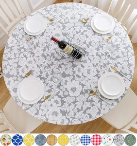 Huihe High Quality Qound <strong>Circle</strong> Grey and White Tie Dye Table Cloth Roll Plastic Plastic <strong>Tablecloth</strong> for Catering - Product Image 2