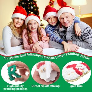 Christmas Mickey Minnie Santa Hat Fashion Cute Chenille Embroidery <strong>Patches</strong> - Product Image 3
