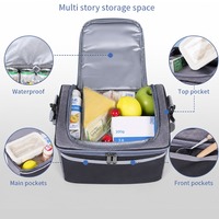 Bolsa Térmica para Almuerzo con Doble Compartimento, Impermeable, de Tela Oxford 600D, con Correa de Hombro Ajustable, OEM y ODM