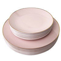 Assiettes en plastique jetables avec des bords dorés, pouvant contenir des desserts et adaptées aux restaurants familiaux, aux fêtes et aux festivals