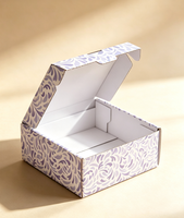 Boîte d'expédition en carton ondulé personnalisée, écologique, recyclable, réutilisable, motif feuille artistique, blanc laiteux, vente en gros