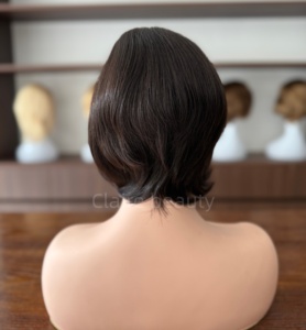 Peluca Médica de Cabello Humano con Cutícula Alineada y Atada a Mano, Color Natural, Parte Superior de Seda con Frente de Encaje, <span class=keywords><strong>para</strong></span> Pacientes con Quimioterapia - Product Image 6