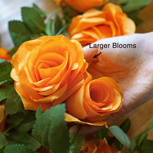Artificial Orange Rose <b>Vines</b> 2M Silk Flowers High Simulation For Wedding Home Decor Outdoor Use - Product Image 4