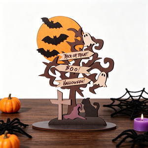 Decorazioni da Tavolo <span class=keywords><strong>in</strong></span> Legno per Halloween, Fantasmi, Pipistrelli e Gatti Neri, Insegne e Targhette Decorative per Feste <span class=keywords><strong>in</strong></span> Casa - Product Image 5