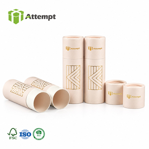 Boîte en carton ronde élégante rose <span class=keywords><strong>nude</strong></span>, emballage de luxe en tube géométrique avec feuille d'or pour huiles essentielles et parfums - Product Image 1