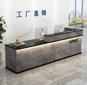 Muebles de Oficina Comerciales con Logotipo, Mostrador de Recepción en Forma de I, Mostrador de Recepción Moderno de Madera para Vestíbulo - Product Image 5
