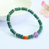 JuanYu Bracelet ethnique pour femme en jadéite naturelle de qualité A, perles bleu eau et améthyste, vente en gros en direct, style temple