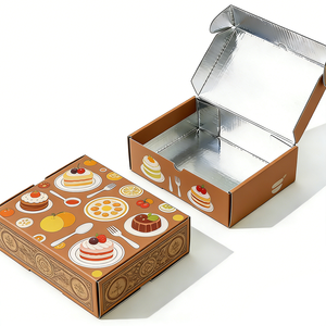 Cajas para Pasteles Aisladas Personalizadas, Cajas de Embalaje de Papel Corrugado de Grado Alimenticio Desechables, Caja de Reparto de Postres y Pastelería para Llevar - Product Image 3