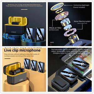 Professionelles Studio-<span class=keywords><strong>Video</strong></span> 4-Mikrofon Omnidirektionales SX13 Drahtloses Mikrofonset SX12 Ansteckmikrofon für iPhone Android Live-Stream - Product Image 6