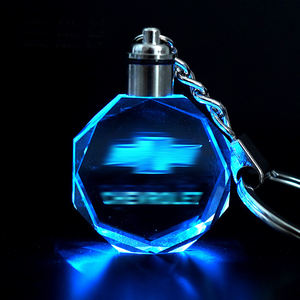 Venta al por mayor de cristal LED llavero personalizado 3D logo Octágono de cristal 7 colores luces LED llavero con caja de regalo - Product Image 5