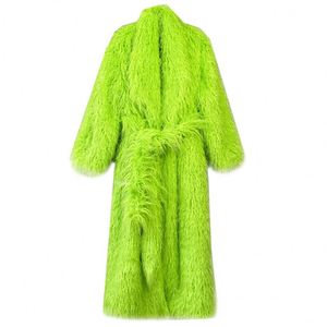 <span class=keywords><strong>Abrigo</strong></span> Largo de Felpa Sintética con Cuello de Frutas y Cinturón, Estilo Europeo YZ, para Mujer - Product Image 5