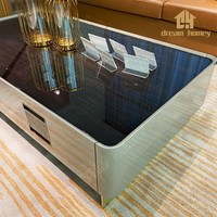 Table basse longue légère en bois massif et bois de santal noir, laque, luxe, nouveau