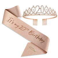 Lot de 2 ceintures et couronnes de diadèmes en or rose pour le 15e anniversaire Décorations et faveurs de fête parfaites pour les célébrations du 15e anniversaire