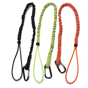 Factory Supply Custom Tool Leash Coiled Retractable Bungee Cord Tool Safety Lanyard with Aluminum Carabiner Clip
