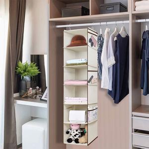 Wholesale 6-Layer Custom Logo Rectangle Wardrobe Storage Bag Hanging Organizer <b>Hooks</b> Non-Woven Fabric Folding for Clothes Sewing - Product Image 5