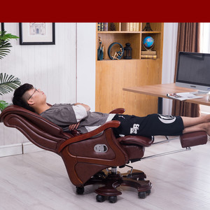 Chaise de bureau exécutive moderne en cuir véritable, structure en bois massif, base en aluminium, pivotante, hauteur réglable, mobilier <span class=keywords><strong>Cosmo</strong></span> Meridian - Product Image 2