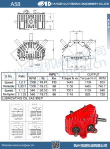 ND A58 1:1,2 Übersetzungsverhältnis Gusseisen-Kegelradgetriebe mit 540 U/min Eingang/648 U/min Ausgang und Vertikaler Montage für Landwirtschaftsmaschinen - Product Image 6