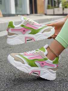 Chaussures de sport pour femmes toutes saisons 2026 – Baskets décontractées multicolores en maille respirante avec design patchwork et semelle épaisse à plateforme - Product Image 3