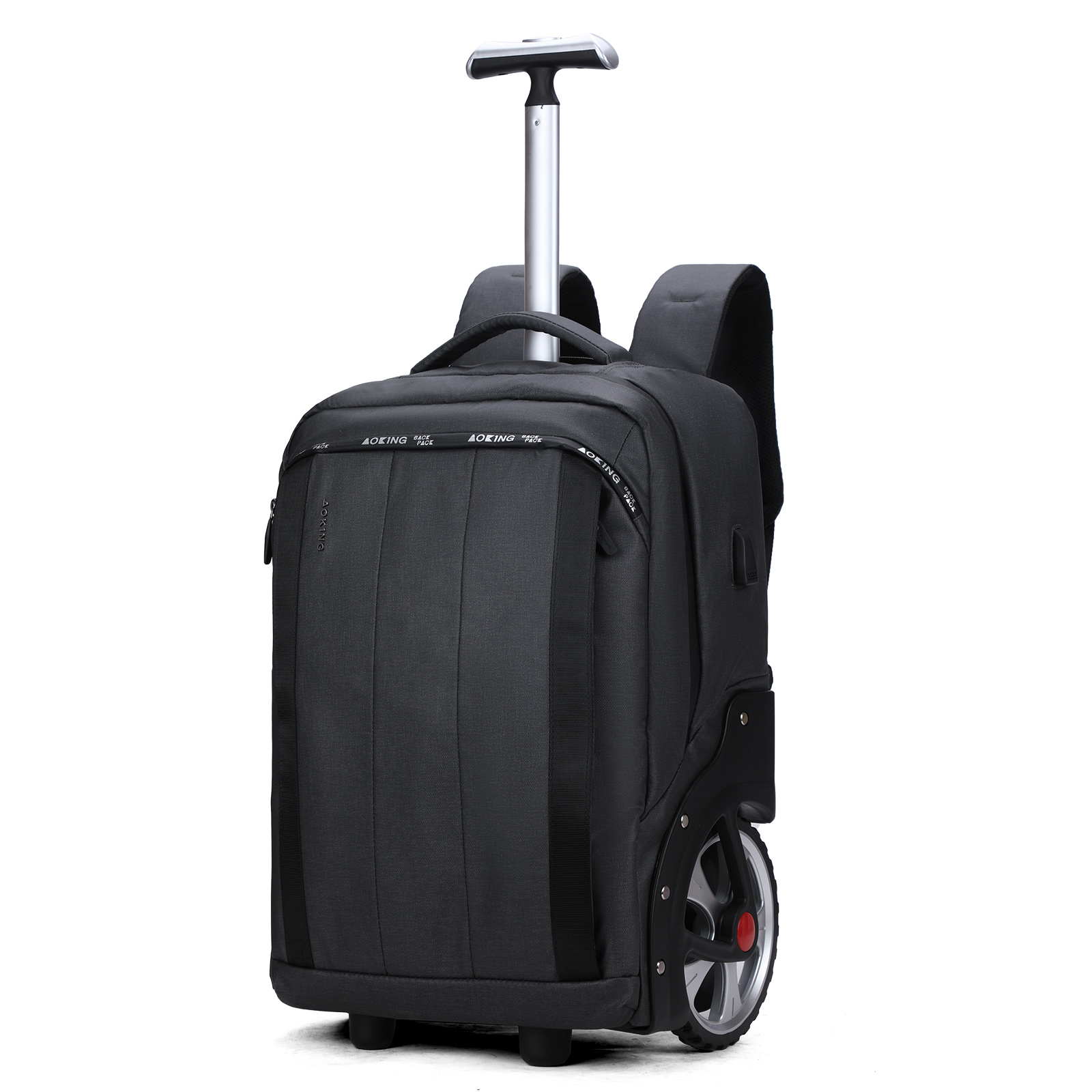 aoking rolling travel backpack large wheeled rucksack laptop Waterproof Carry-on with Trolley AOPMGOE AOKING 20/22Water Resistant Rolling Wheeled Backpack Laptop Compartment Bag (Black AOKING 20 Inch Large Wheeled