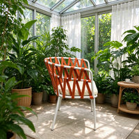 Chaise de jardin style cottage, en corde épaisse, pour assise temporaire, fauteuil de balcon, chaise de salle à manger d'extérieur en corde