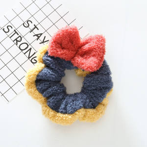 Coleteros de goma teñidos de colores para niña, Bola de pelo de felpa, imitación de sable, corazón japonés, coleta doble, scrunchies para el cabello - Product Image 1