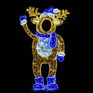 3D Christmas Elk Light Night Lights Xmas Decorations Led Snowman Motif Light